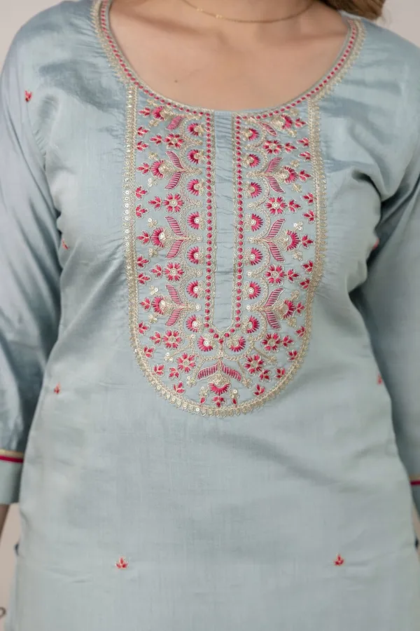 Sky_Blue_Pure_Roman_Silk_Kurta_Pant_&_Dupatta_For_Women