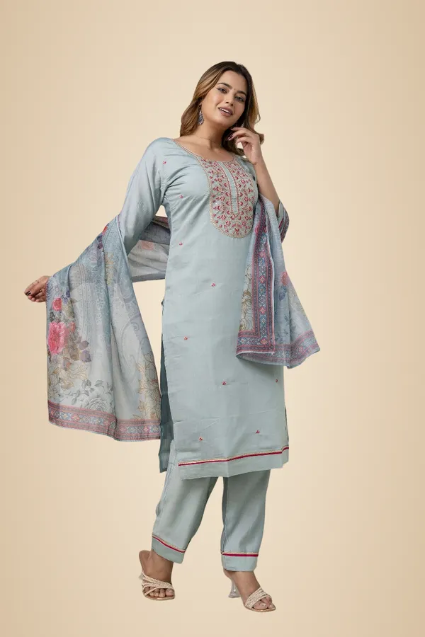 Sky_Blue_Pure_Roman_Silk_Kurta_Pant_&_Dupatta_For_Women