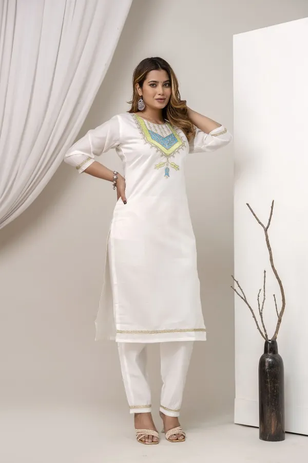 White_Pure_Roman_Silk_Kurta_Pant_&_Dupatta_For_Women