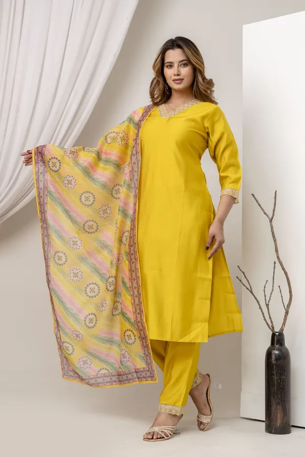 Yellow_Pure_Roman_Silk_Kurta_Pant_&_Dupatta_For_Women