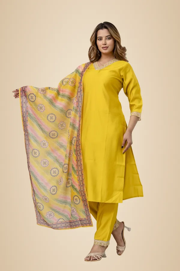 Yellow_Pure_Roman_Silk_Kurta_Pant_&_Dupatta_For_Women