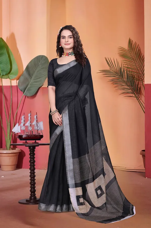 Black_Linen_Saree_For_Women