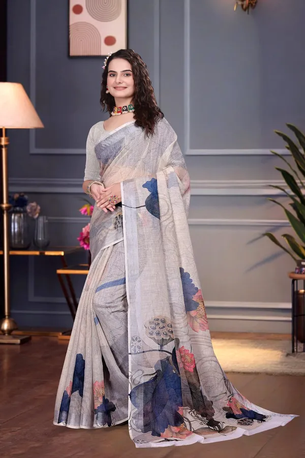 Grey_Linen_Saree_For_Women