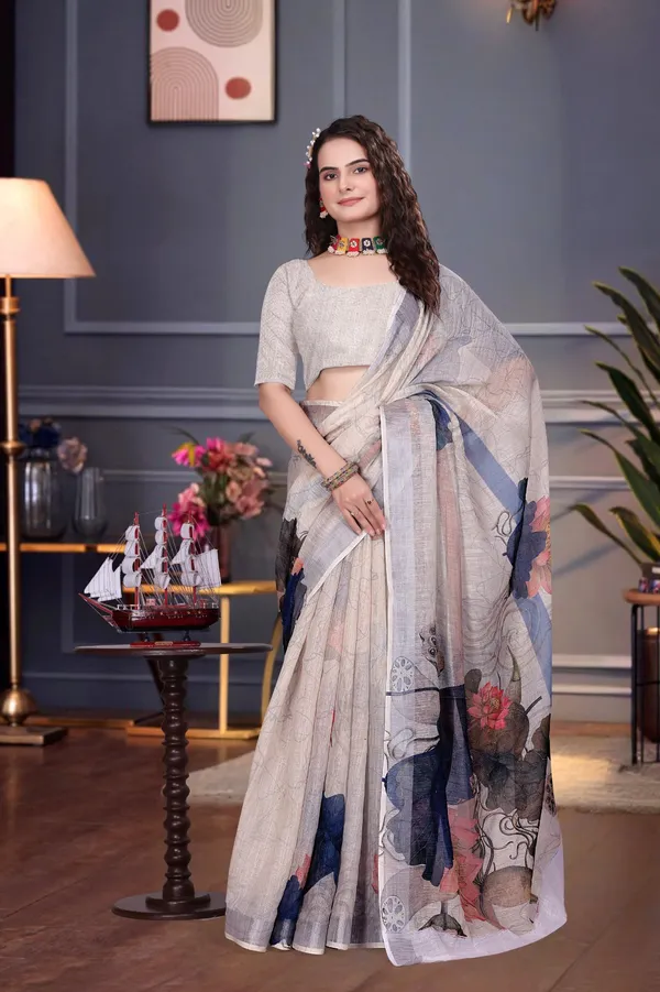 Grey_Linen_Saree_For_Women