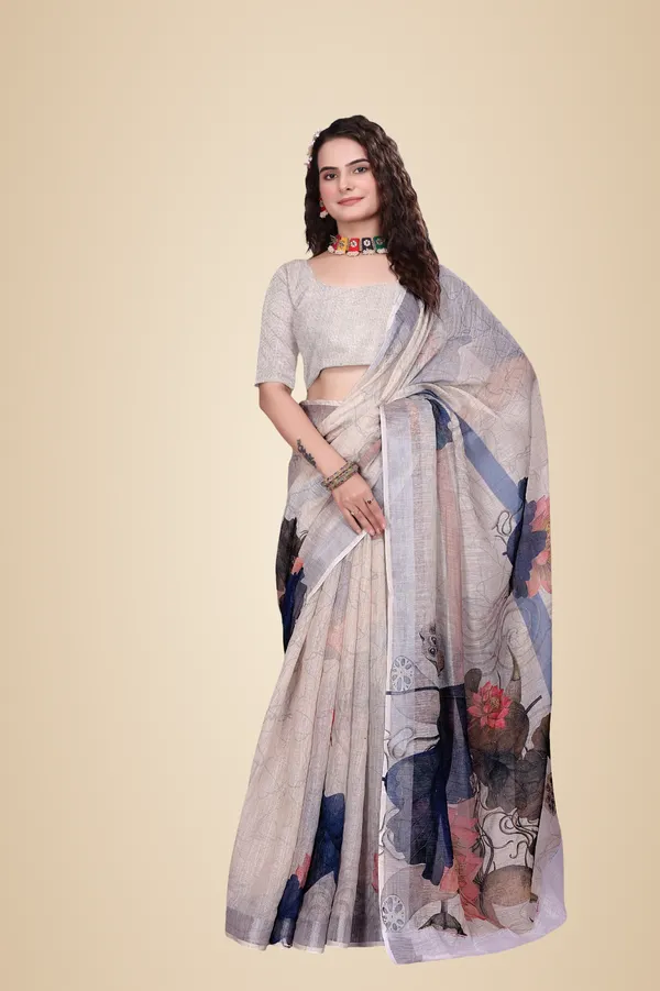 Grey_Linen_Saree_For_Women