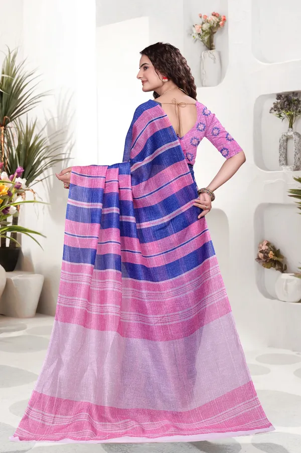 Pink_Linen_Saree_For_Women