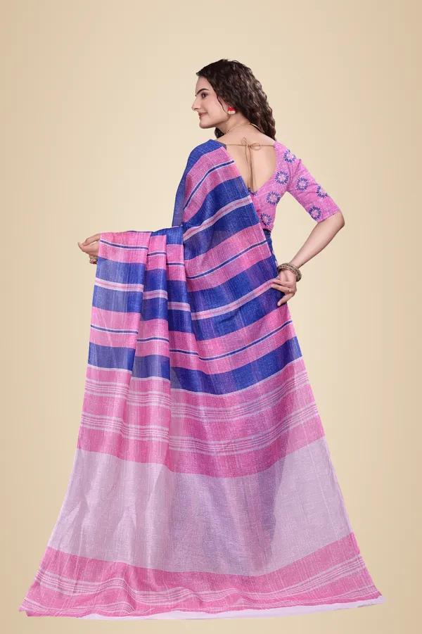 Pink_Linen_Saree_For_Women