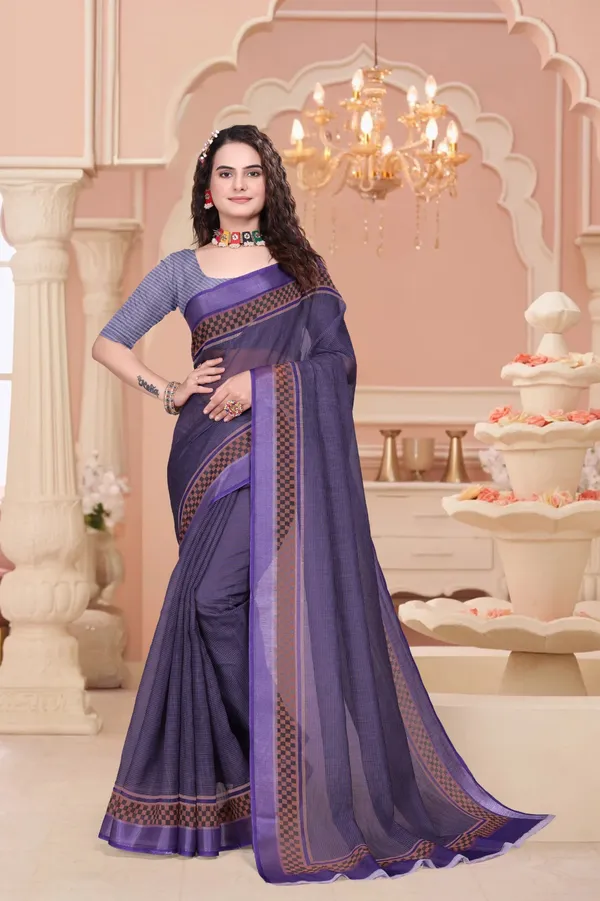 Purple_Linen_Saree_For_Women