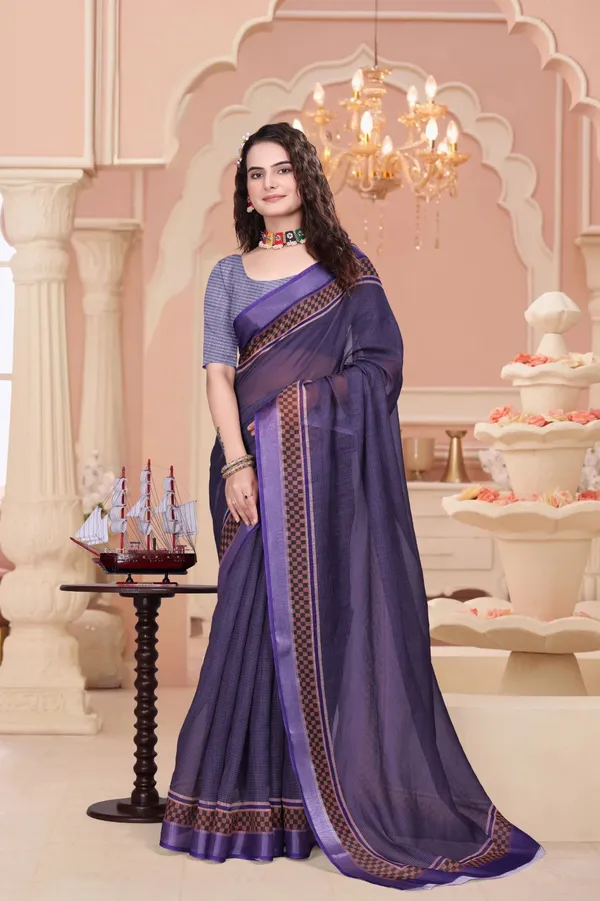 Purple_Linen_Saree_For_Women