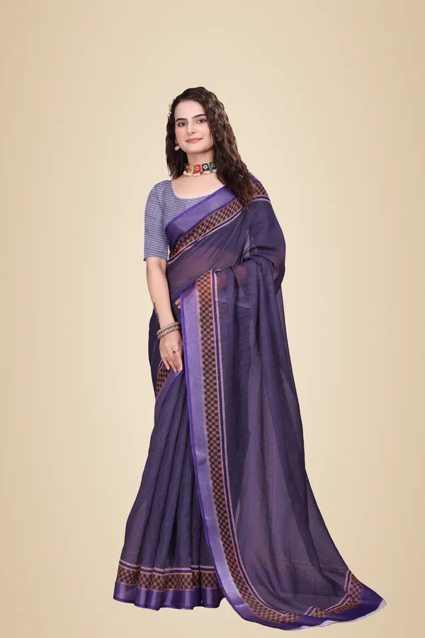 Purple_Linen_Saree_For_Women