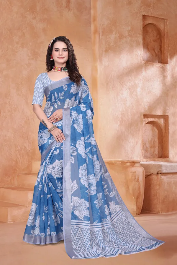 White_Linen_Saree_For_Women