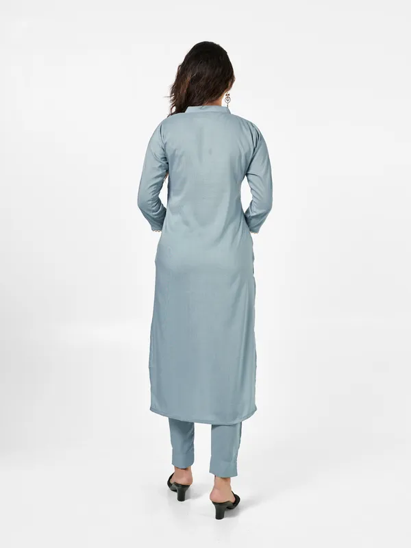 Grey_Jacquard_Kurti_Pant_Set_For_Women