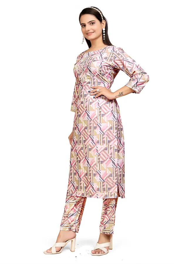 Pink_Rayon_Slub_Kurti_Pant_Set_For_Women