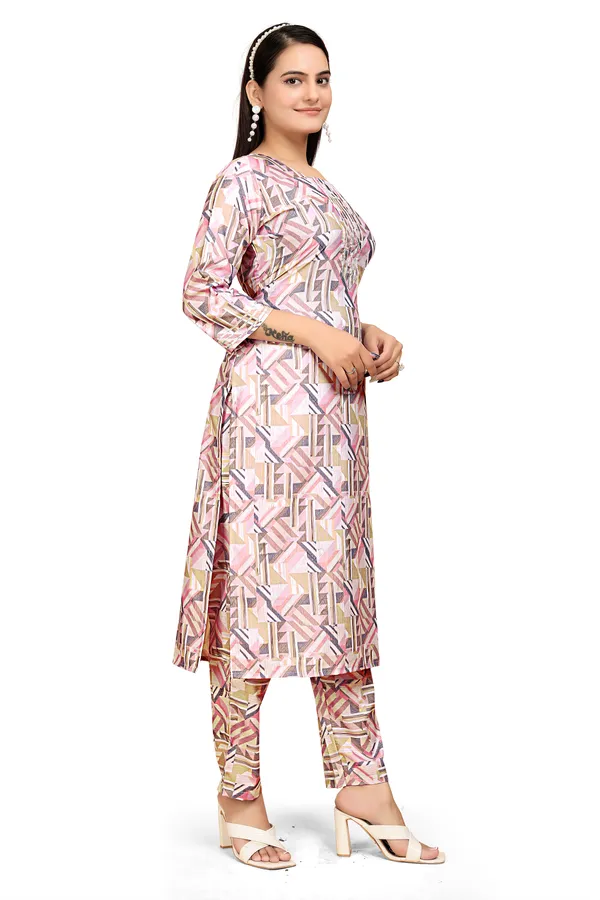 Pink_Rayon_Slub_Kurti_Pant_Set_For_Women