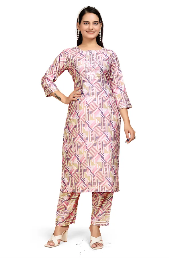 Pink_Rayon_Slub_Kurti_Pant_Set_For_Women