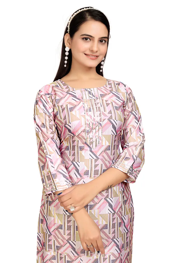 Pink_Rayon_Slub_Kurti_Pant_Set_For_Women