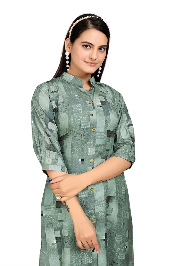 Green_Rayon_Slub_Kurti_Pant_Set_For_Women