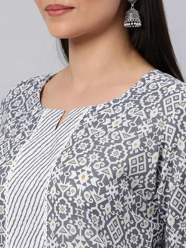Grey_Cotton_Blend_Kurti_Pant_Set_For_Women