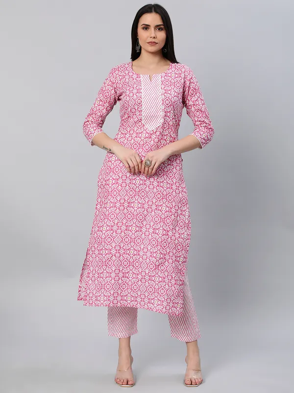 Light_Pink_Cotton_Blend_Kurti_Pant_Set_For_Women