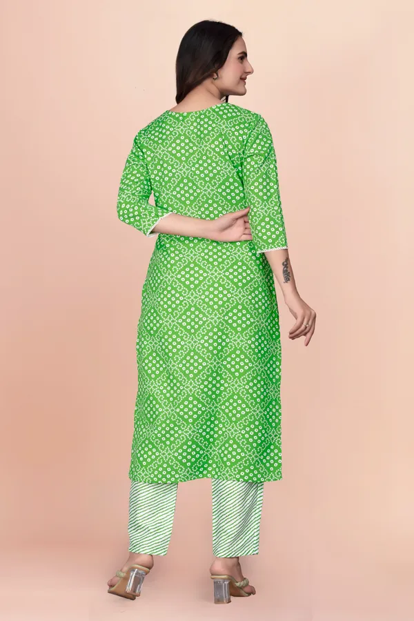 Parrot_Cotton_Blend_Kurti_Pant_Set_For_Women
