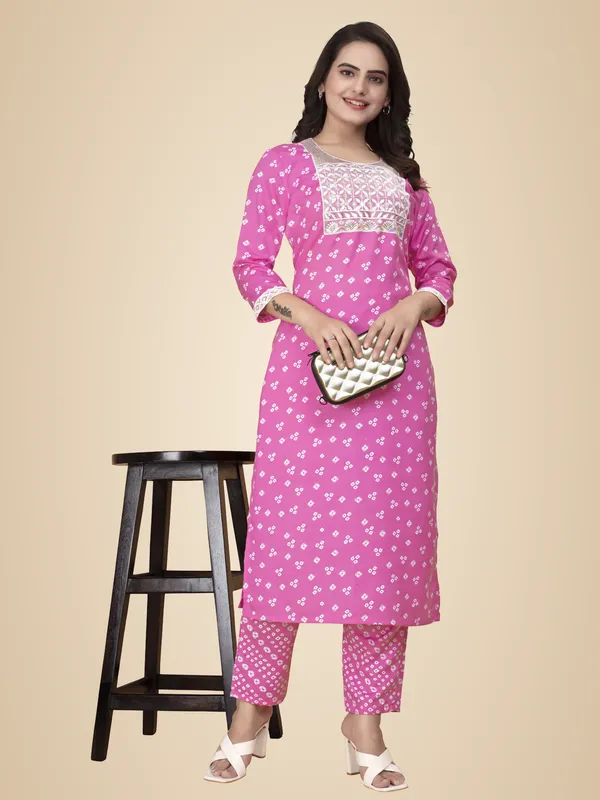Pink_Cotton_Blend_Kurti_Pant_Set_For_Women