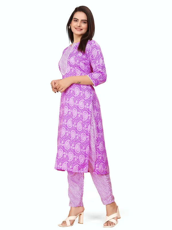 Purple_Cotton_Blend_Kurti_Pant_Set_For_Women