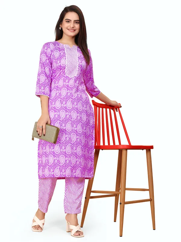 Purple_Cotton_Blend_Kurti_Pant_Set_For_Women