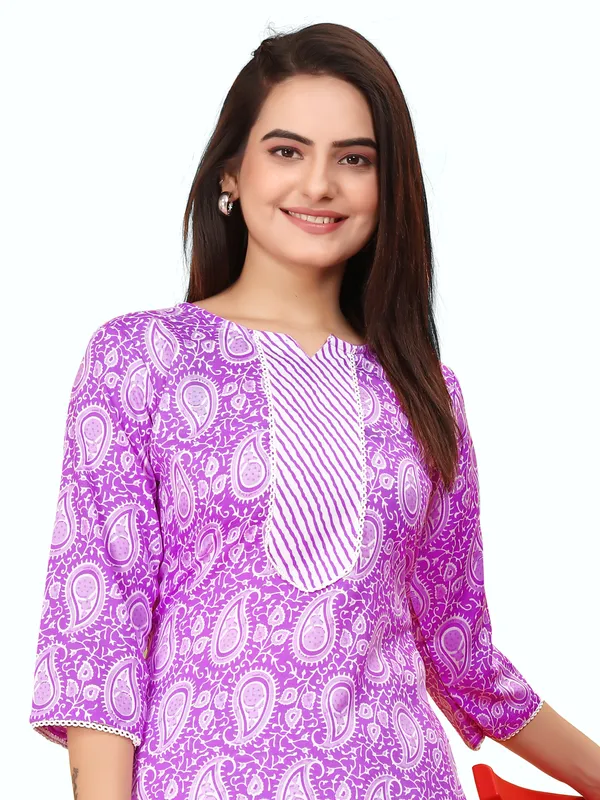 Purple_Cotton_Blend_Kurti_Pant_Set_For_Women