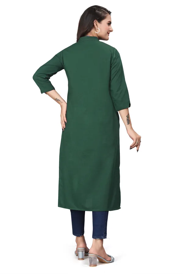 Green_Cotton_Blend_Kurti_For_Women