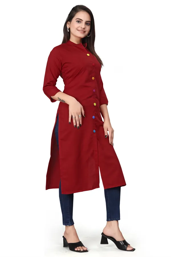 Red_Cotton_Blend_Kurti_For_Women