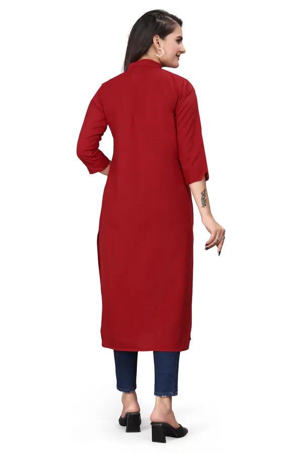 Red_Cotton_Blend_Kurti_For_Women