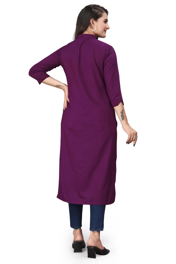 Wine_Cotton_Blend_Kurti_For_Women
