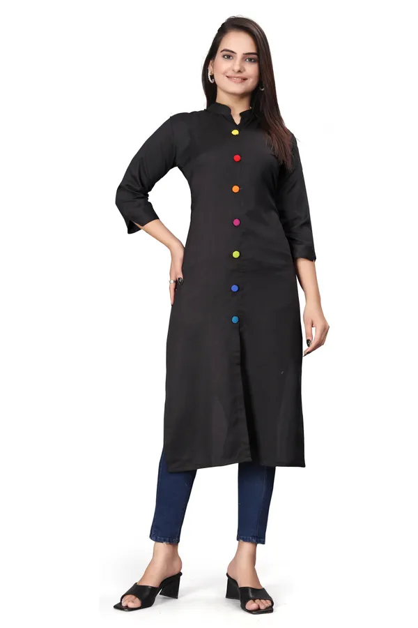 Black_Cotton_Blend_Kurti_For_Women