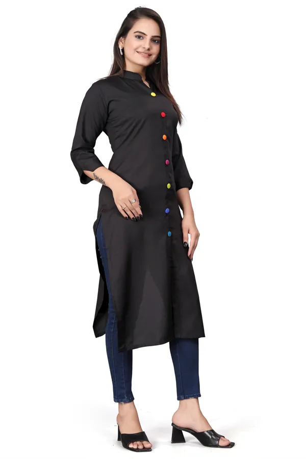 Black_Cotton_Blend_Kurti_For_Women