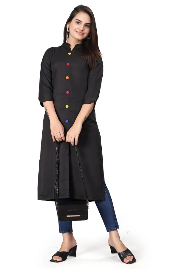 Black_Cotton_Blend_Kurti_For_Women