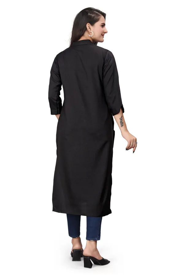 Black_Cotton_Blend_Kurti_For_Women