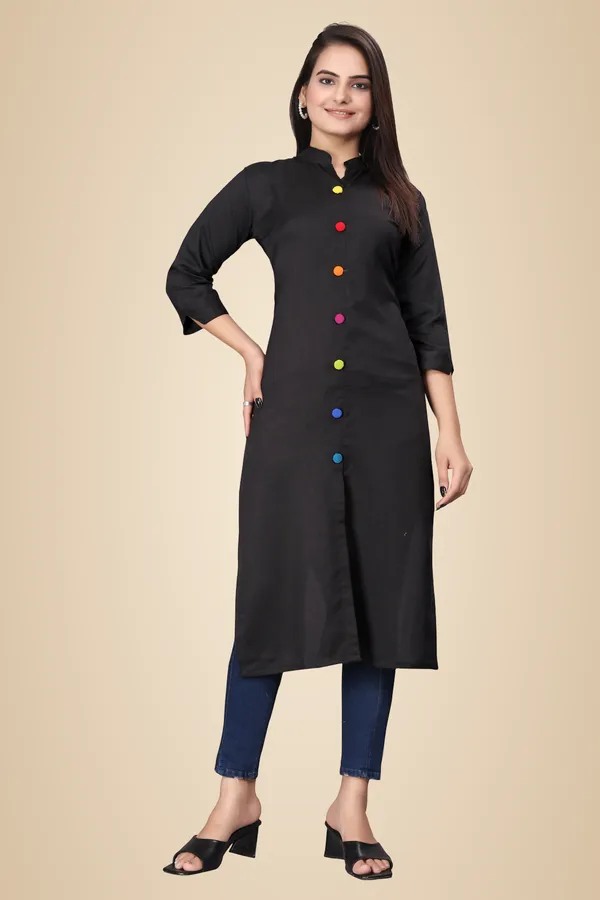 Black_Cotton_Blend_Kurti_For_Women