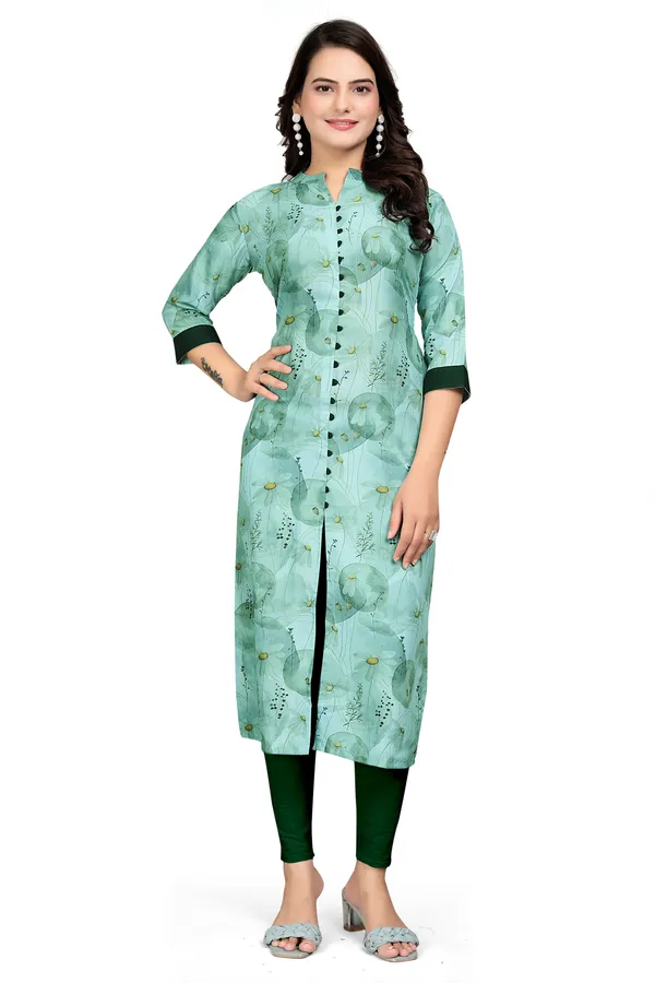 Green_Rayon_Slub_Kurti_For_Women