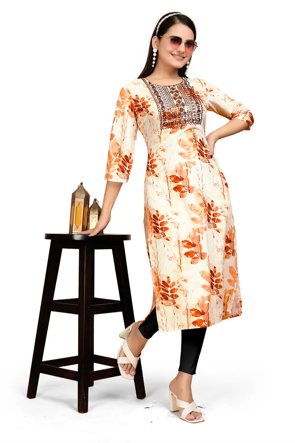 Orange_Georgette_Kurti_For_Women