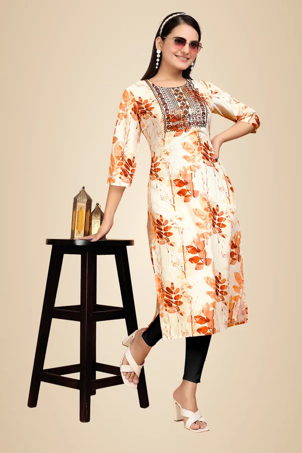 Orange_Georgette_Kurti_For_Women
