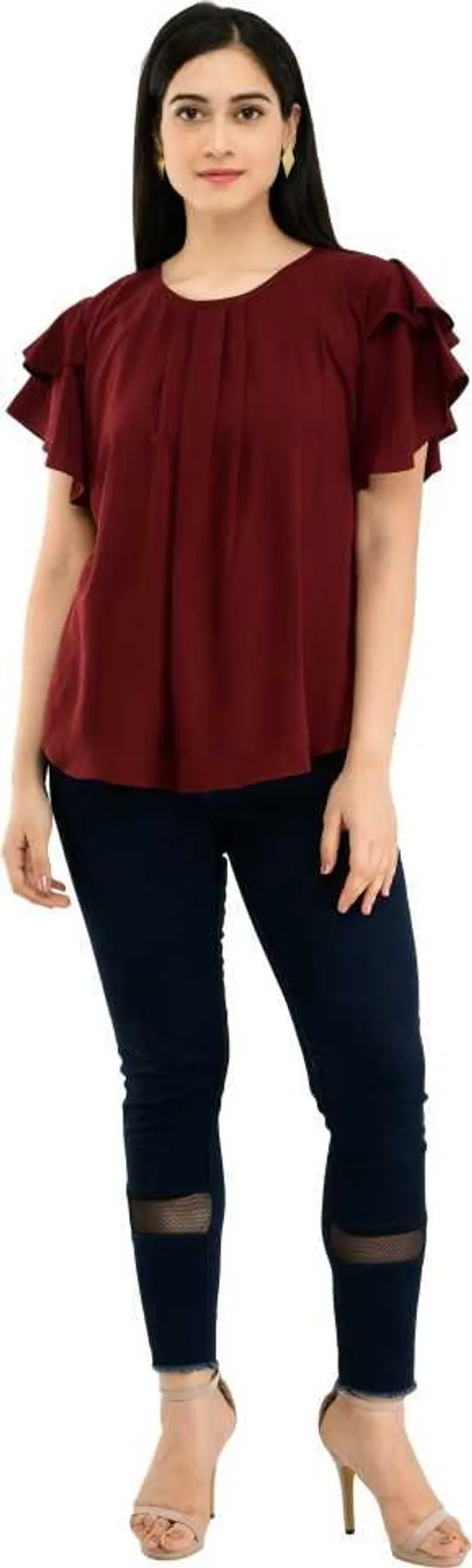 Maroon_Crepe_Top_For_Women