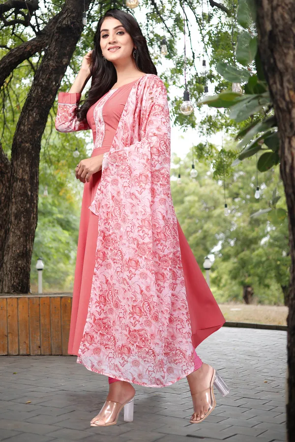 Gajari_Crepe_Kurti_&_Dupatta_Set_For_Women