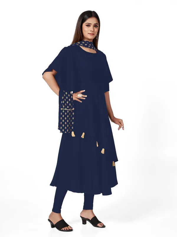 Blue_Crepe_Kurti_&_Dupatta_Set_For_Women