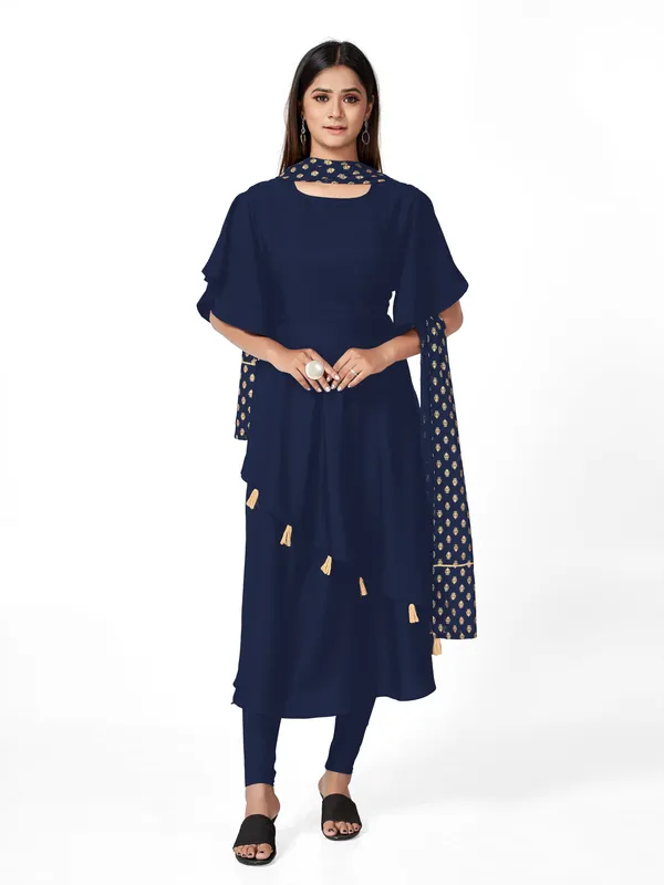 Blue_Crepe_Kurti_&_Dupatta_Set_For_Women