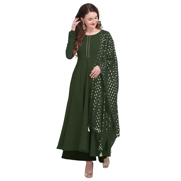 Green_Crepe_Kurti_&_Dupatta_Set_For_Women