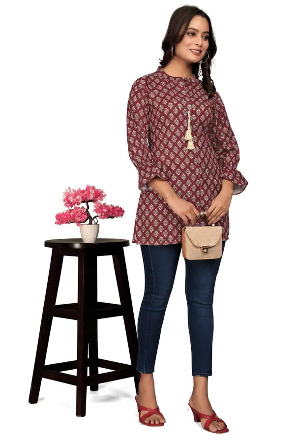 Maroon_Dori_Rayon_Slub_Tunic_Top_For_Women
