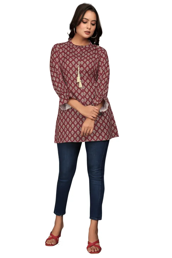 Maroon_Dori_Rayon_Slub_Tunic_Top_For_Women