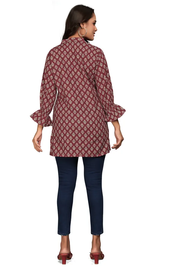 Maroon_Dori_Rayon_Slub_Tunic_Top_For_Women