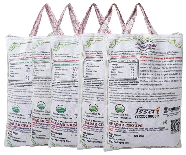 Unpolished_And_Organic_(Barnyard_Millets_920Gm_Pack_Of_5,_Gross_Wt_4600Gm)_Organically_Grown_From_Karnataka_New_Tech_Rock-Hard_Vacuumed_Pack