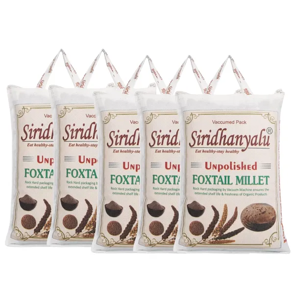 Unpolished_And_Organic_Foxtail_Millets_920Gm_Pack_Of_5,_Gross_Wt_4600Gm_Organically_Grown_From_Karnataka